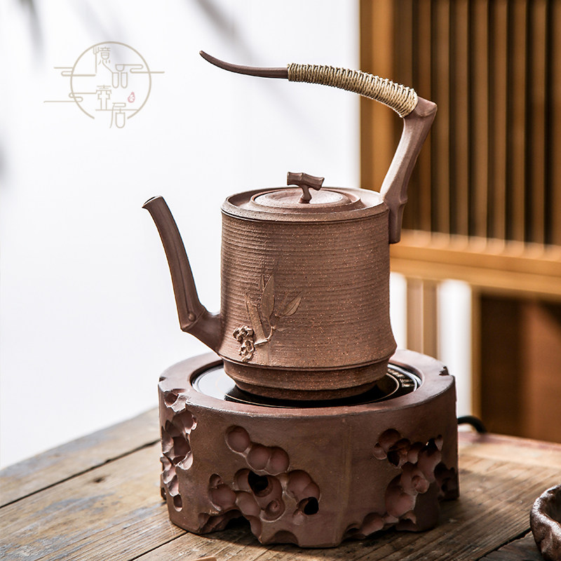 清风柴烧老岩泥纯手工烧水养生陶壶家用户外提梁煮茶器电陶炉套装,餐饮具,茶壶,淘宝优惠券,粉丝福利购,淘宝优惠卷