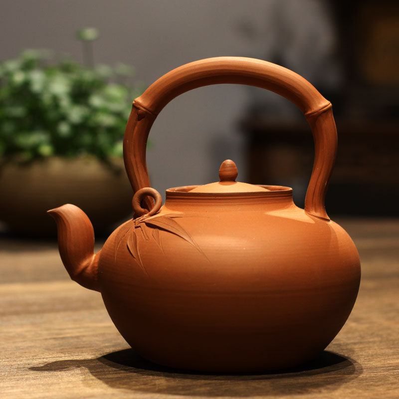 【竹叶】潮汕纯手工复古朱泥日式烧水电陶壶家用煮茶养生提梁壶