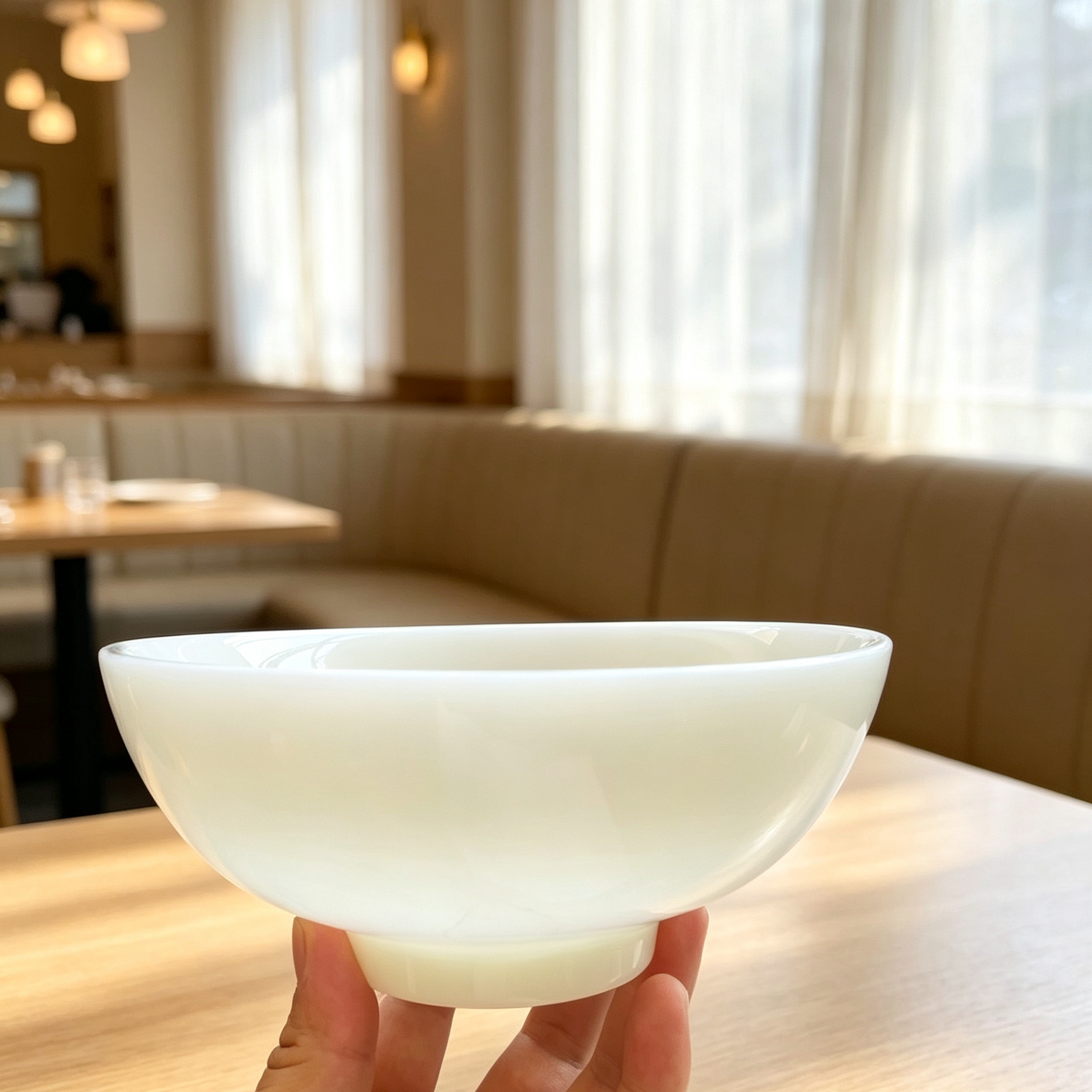 璞玉瓷面碗家用大号纯白陶瓷汤碗碗