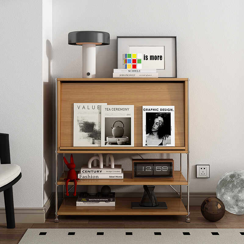 杂志柜简约唱片置物架子包豪斯实木多层收纳柜北欧客厅餐边柜