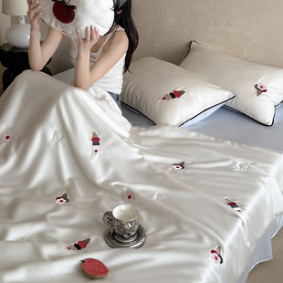 60S兰精天丝小清新冰淇淋刺绣夏被 凉感可机洗空调被四件套 夏季