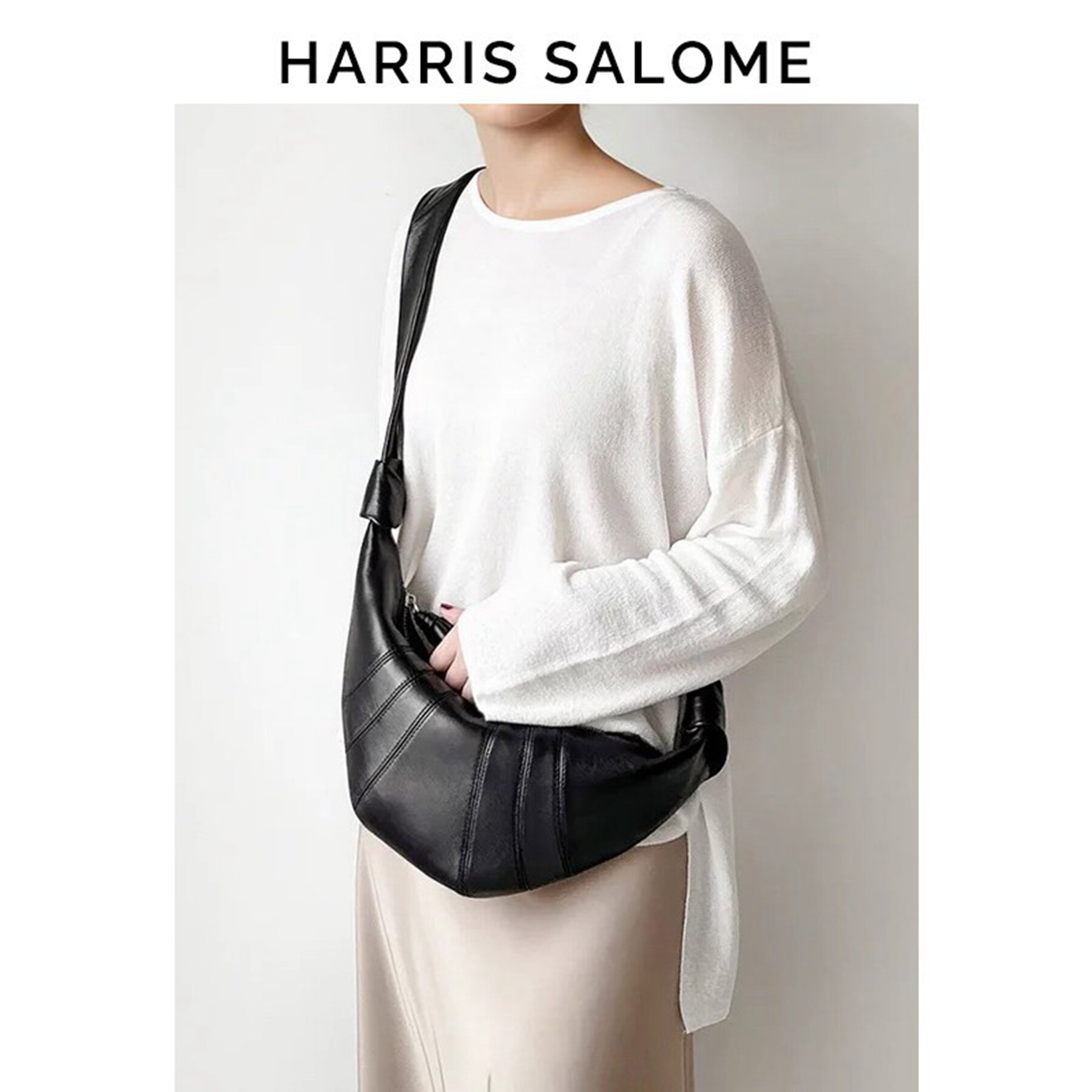 HarrisSalome小羊皮牛角包通勤