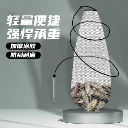 加粗大力马线装鱼网袋编织手工鱼护野钓小眼渔具防挂折叠渔护速干
