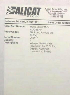 非实价议价议价美国 流量计MWB-25SLPM-D-AL MWB-500SCCM-D-AL 26