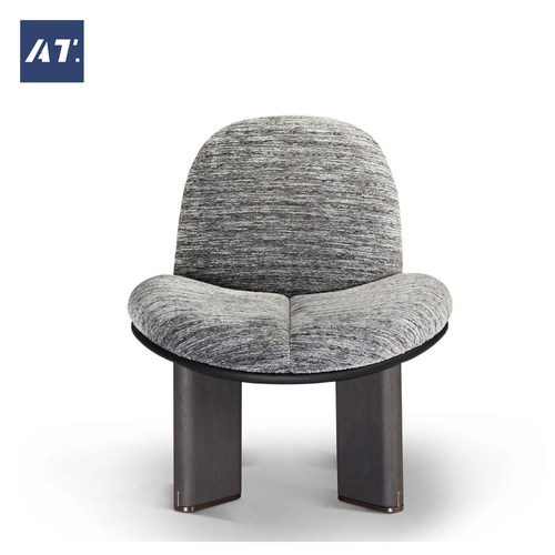 北欧轻奢实木半软包土墩椅