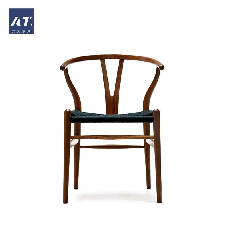 AIVTAI/北欧实木设计师家具wishbone chair Y椅胡桃木叉骨餐椅