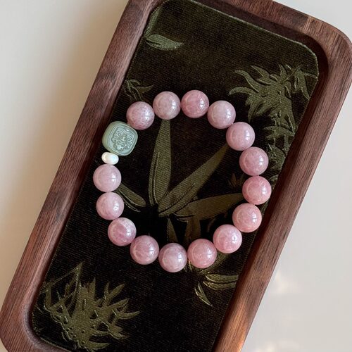 【赐福】转运招财~天然老矿紫马粉水晶手串+扎吉拉姆和田玉牌手链