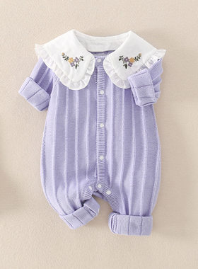 婴幼童秋冬连体衣哈衣女宝宝可爱超萌针织棉线0-2岁新生儿a类爬爬
