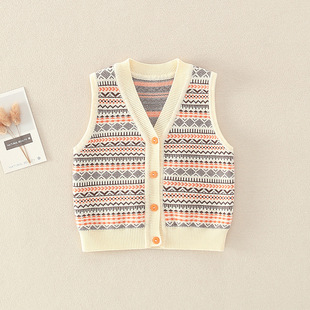 经典新潮韩版童装儿童毛衣女童马甲春秋冬宝宝外穿针织背心洋气潮