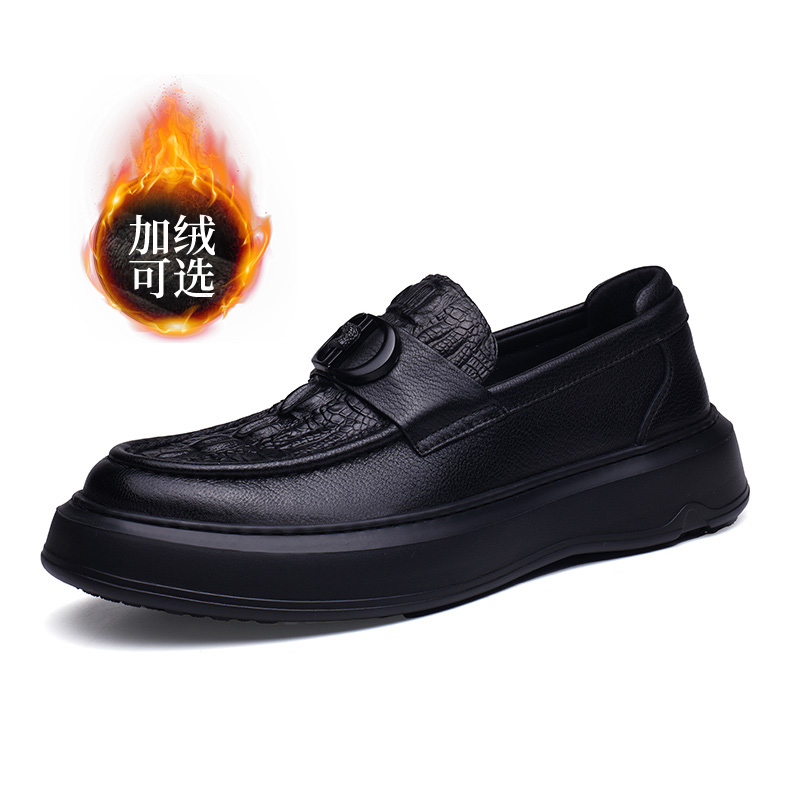 真皮一脚蹬夏季豆豆鞋百搭厚底