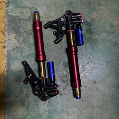 询价购-摩托车减震器，LCRACING前减震器，红色