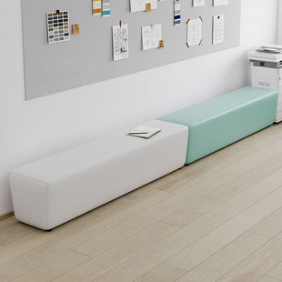 培训机构休息区沙发等候美发店小长条窄座椅换鞋凳子售楼处走廊