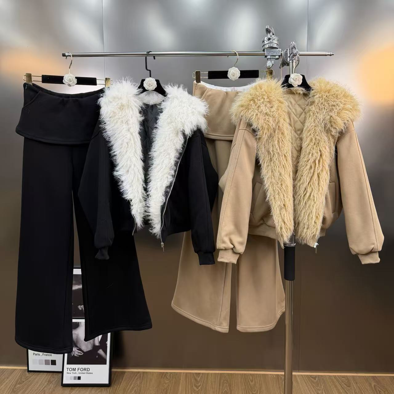 柚子mm秋冬季两件套装夹棉厚连帽卫衣长袖外套休闲屁帘加绒阔腿裤