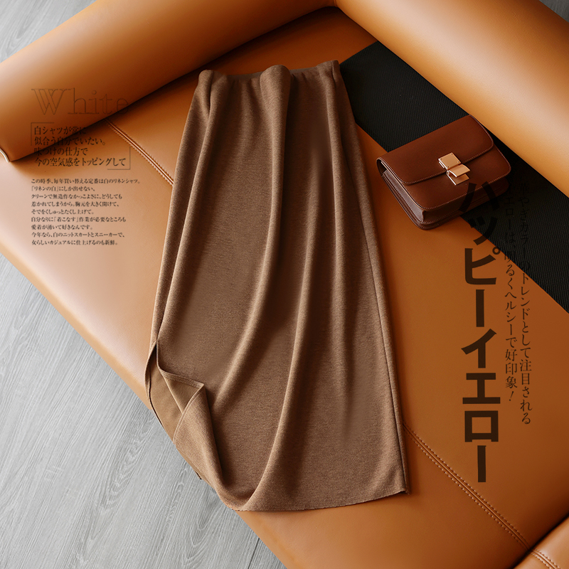 中长款优雅轻淑包臀侧开叉半身裙