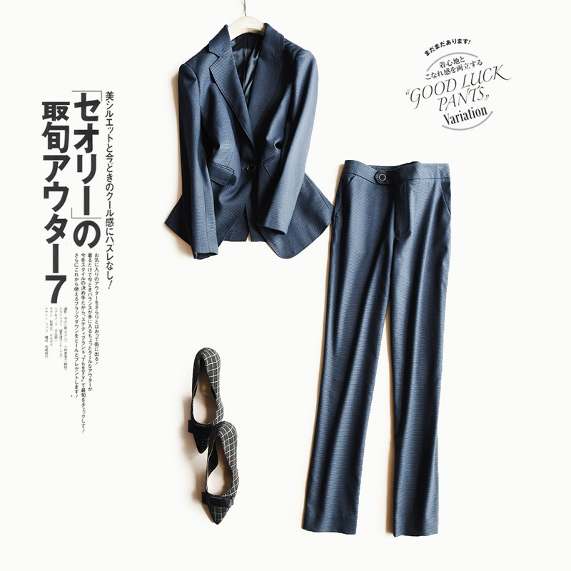 干练洋气千鸟格通勤休闲裤西服