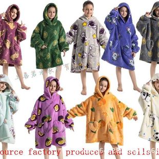 H oodie blanket hoodie pajamas plus size kids儿童防寒服睡衣