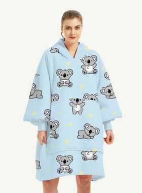 customized H oodie blanket hoodie couple澳洲法兰绒懒人毯情侣