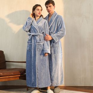 oversize pajamas nightgown couple跨境欧美加长大码睡衣袍情侣