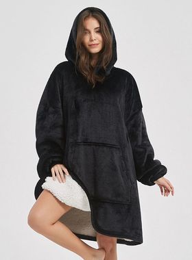 H oodie blanket hoodie pajamas plus size跨境防寒服睡衣家居服