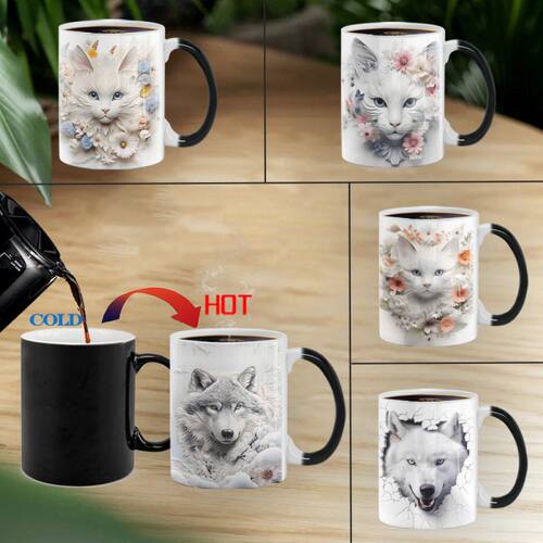 wolf雪狼动物小猫咪陶瓷变色热