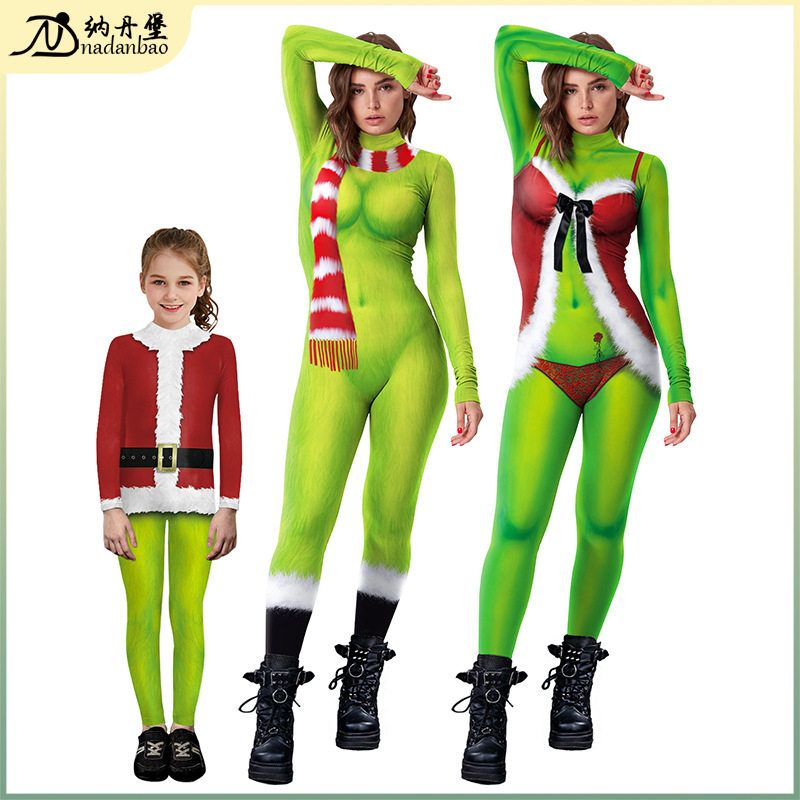 Christmas party cosplay costume jumpsuit跨境亚马逊圣诞连体服