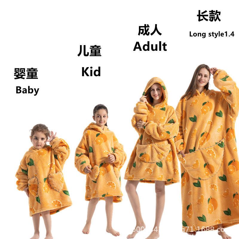 H oodie blanket hoodie pajamas winter御寒睡衣懒人毯欧美帽衫