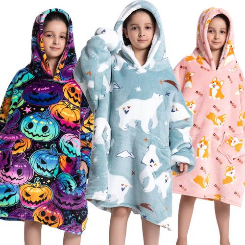H oodie blanket hoodie couple澳洲懒人毯连帽卫衣法兰绒家居服