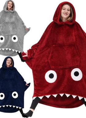 H oodie blanket hoodie winter couple澳洲跨境懒人毯情侣加长款