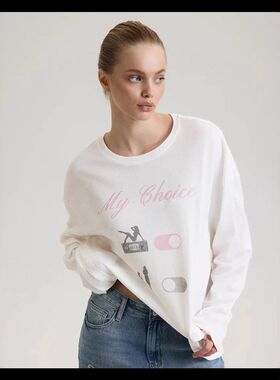 oversize tshirt women tops chic跨境春款棉t恤长袖宽松上衣女士