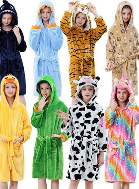 kids pajamas pyjamas wearable blanket winter跨境加厚睡袍儿童