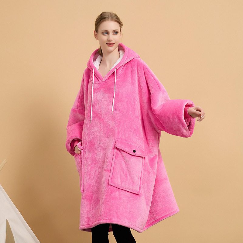 H oodie blanket hoodie couple外贸法兰绒懒人服情侣大码御寒服