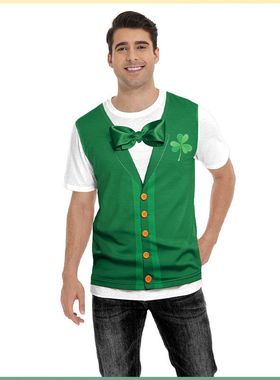 爱尔兰绿帽子节圣帕特里克节服装跨境party tshirt mens clothes