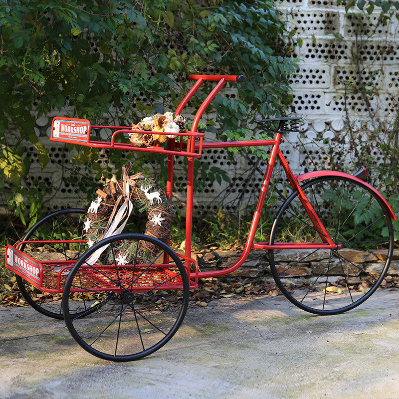 复古做旧花车花架花台橱窗玄关装饰架层架花园庭院婚庆置物立架