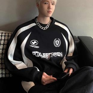 青少年新款 高街重磅潮牌复古宽松男生外套潮 卫衣男2024秋冬季 美式