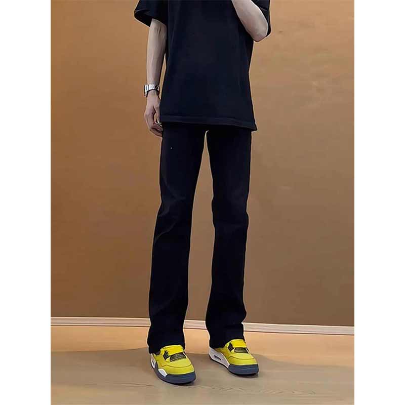 弯刀牛仔裤男款筒不贴腿微喇裤