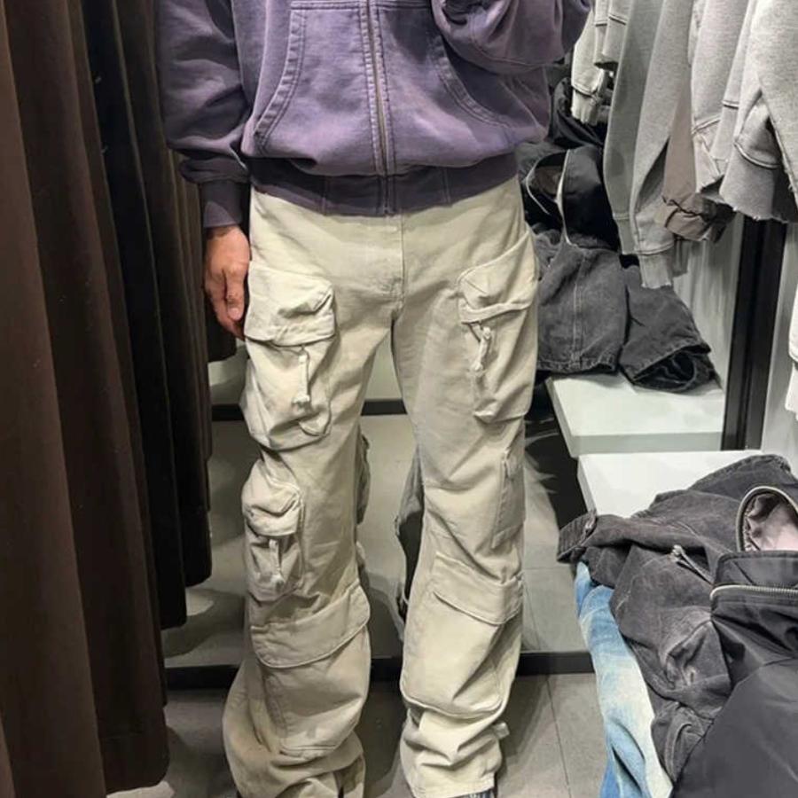 重工多口袋高街工装裤潮牌欧美街头裤子男设计感小众轻奢休闲裤潮