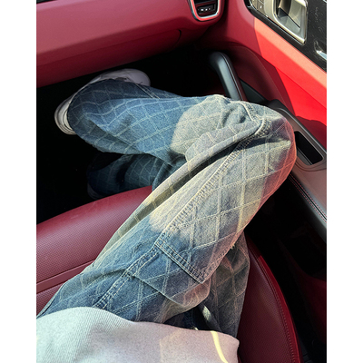 高腰微喇裤子修身显瘦直筒男款