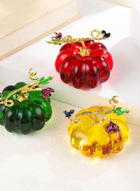 琉璃南瓜工艺品小摆件创意水晶南瓜装饰室内摆设餐厅琉