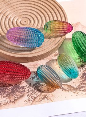 黄水晶玉米摆件彩色玉米文玩纯手工玉米小摆件家居装饰玻璃黄玉米