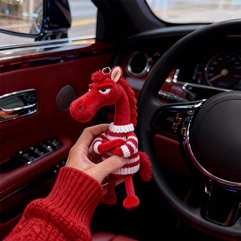 红色小马挂件马年吉祥物生肖挂饰包包钥匙扣毛绒可爱新年喜庆玩偶,汽车用品/电子/清洗/改装,车挂,淘宝优惠券,粉丝福利购,淘宝优惠卷