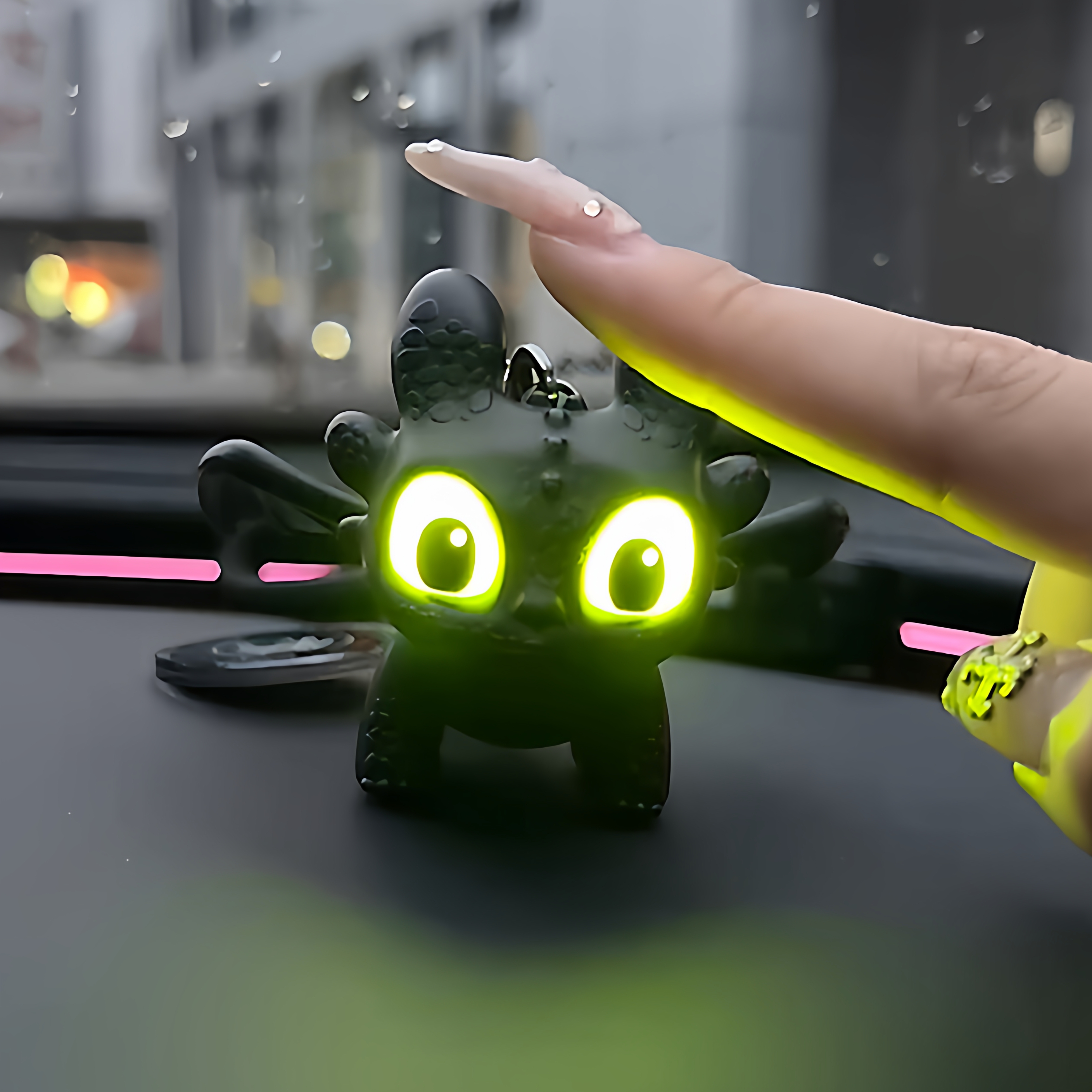 可爱驯龙高手无牙仔汽车摆件夜煞翅膀会动发