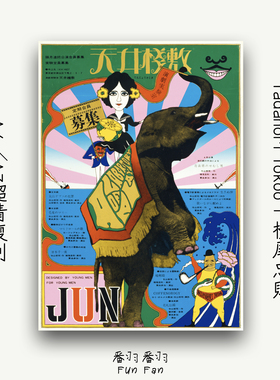 横尾忠则风格 天井栈敷 寺山修司 海报墙画 书房工作室复古装饰画