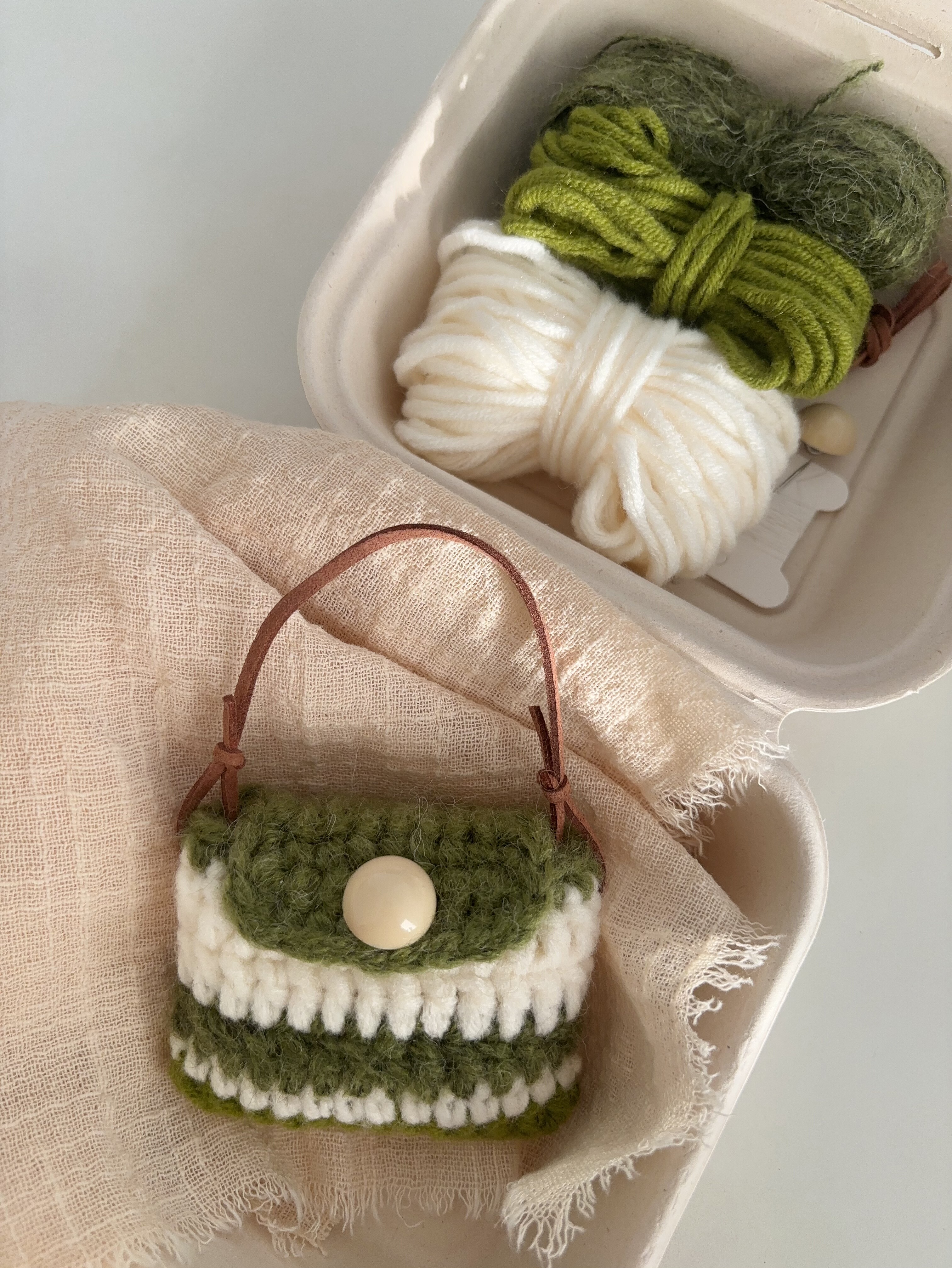 伴手礼手工钩针编织奶油蛋糕耳机包收纳袋小包毛线钩织diy材料包