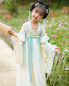 春秋古风襦裙连衣裙 改良仙气长袖 远黛女童汉服夏季 儿童中国风古装