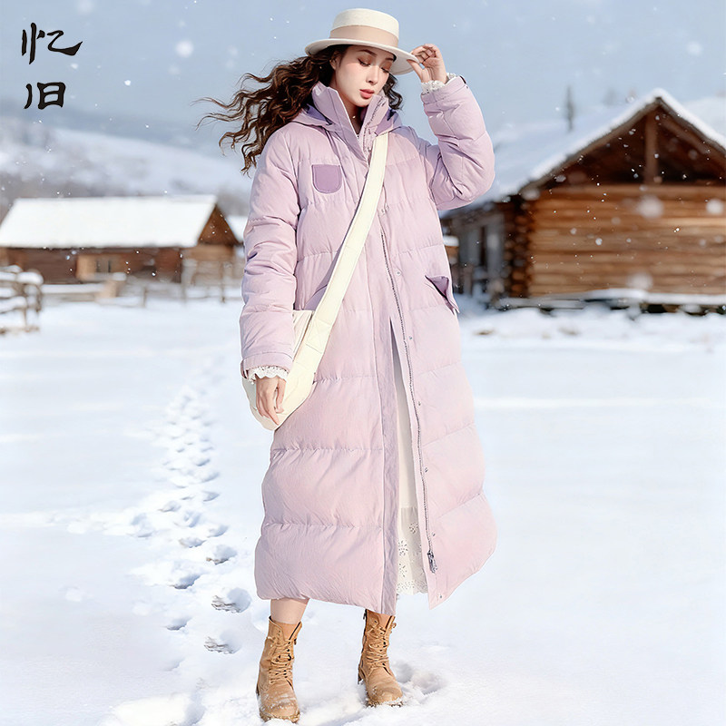 纯色长款羽绒服女士冬季加厚外套