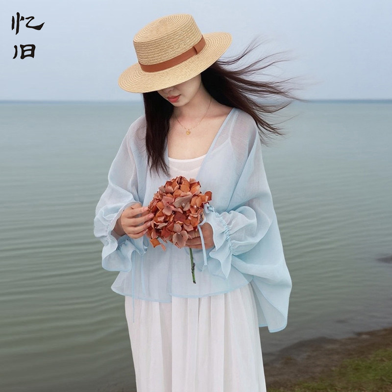 文艺绿色苎麻小衫女夏季防晒开衫