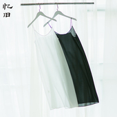 复古文艺中长款 忆旧雪纺吊带长裙2025夏季 新款 背心打底裙连衣裙女