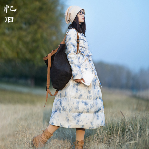 忆旧复古中长款大摆羽绒服女冬季