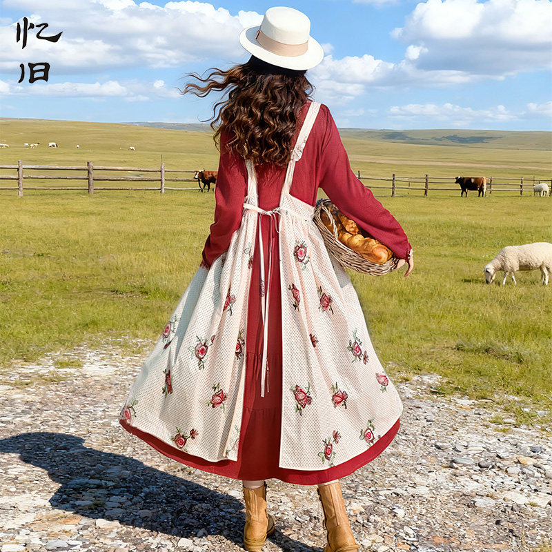 清【云边风吟】文艺风温柔粉色刺绣围裙女薄款秋季宽松无袖A字裙,女装/女士精品,连衣裙,淘宝优惠券,粉丝福利购,淘宝优惠卷