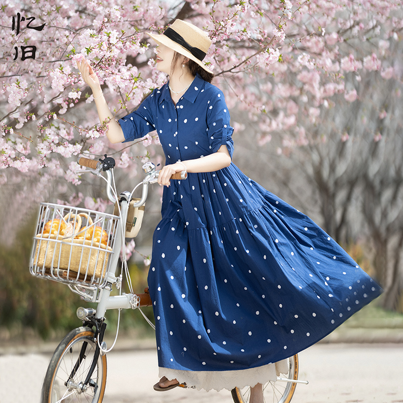 衬衫领波点连衣裙女2025春夏季裙
